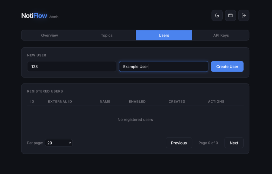 User registration form
